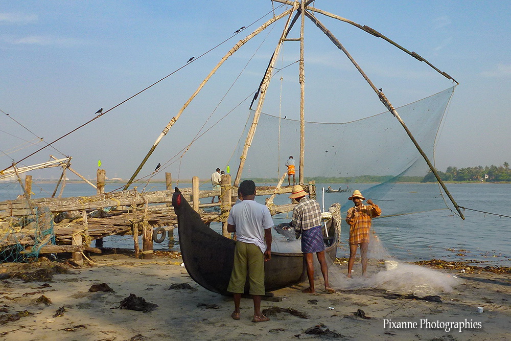 Asie, Inde du Sud, Kerala, Fort Kochi, Cochin, Filet de pêche Chinois, Carrelets Chinois, Souvenirs de Voyages, Pixanne Photographies