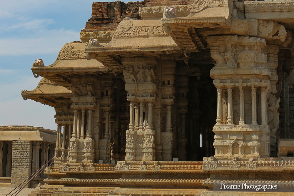 Asie, Inde du Sud, Karnataka, Hampi, Vijya Vittala Temple, Chariot de pierre, Maha Mandapa, Musical Pillar Hall, Souvenir de Voyages, Pixanne Photographies