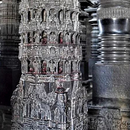 Asie, Inde du Sud, Karnataka, Belur, Chennakesava Temple, Mandapa, Pilier Narasimha, Souvenirs de Voyages, Pixanne Photographies