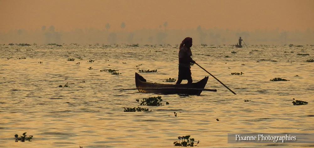 asie, inde, inde du sud, kumarakom, lac vembanad, pecheur, souvenirs de voyages, pixanne photographies