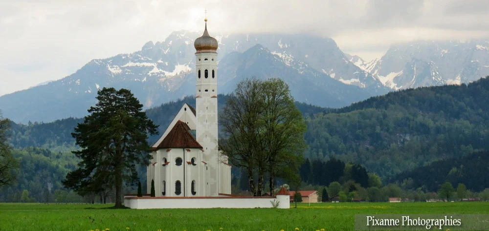 Europe, Allemagne, Bavière, Schwangau, Eglise Saint Coloman, Colman, Souvenirs de Voyages, Pixanne Photographies