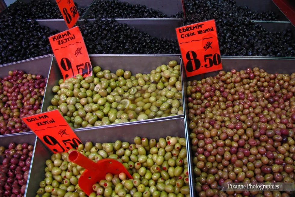 Asie, Europe, Turquie, Istanbul, Mısır Çarsısı, Bazar Egyptien, olives, Souvenirs de Voyages, Pixanne Photographies
