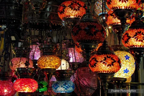 Asie, Europe, Turquie, Istanbul, Grand Bazar, Kapali Carsi, Lampes en mosaïques, Souvenirs de Voyages, Pixanne Photographies
