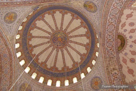 Asie, Europe, Turquie, Istanbul, Mosquée Bleue, Mosquée du Sultant Ahmet, Plafonds, Mosaiques, Souvenirs de Voyages, Pixanne Photographies