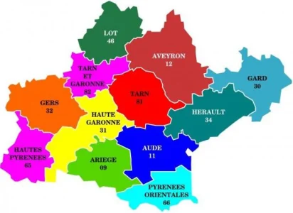 Départements de la Région Occitanie