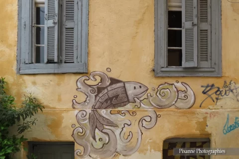 Europe, Grèce, Attique, Athènes, Plaka, Fresque Murale, Souvenirs de Voyages, Pixanne Photographies