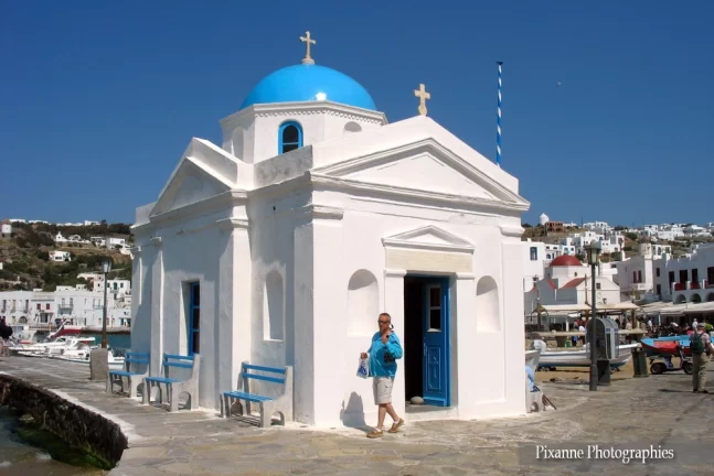 Europe, Grèce, Cyclades, Mykonos, Souvenirs de Voyages, Eglise Orthodoxe, Agios Nikolaos of Kadena, Pixanne Photographies