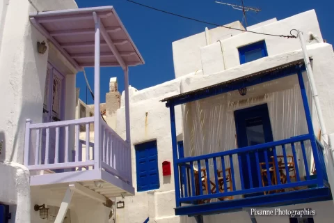 Europe, Grèce, Cyclades, Mykonos, Balcon, Souvenirs de Voyages, Pixanne Photographies