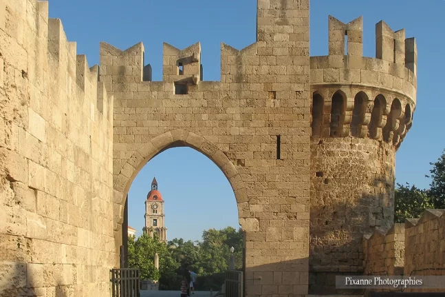 Europe, Grèce, Dodécanèse, Rhodes, Rodos, Fortifications, Tour de l'Horloge, Souvenirs de Voyages, Pixanne Photographies