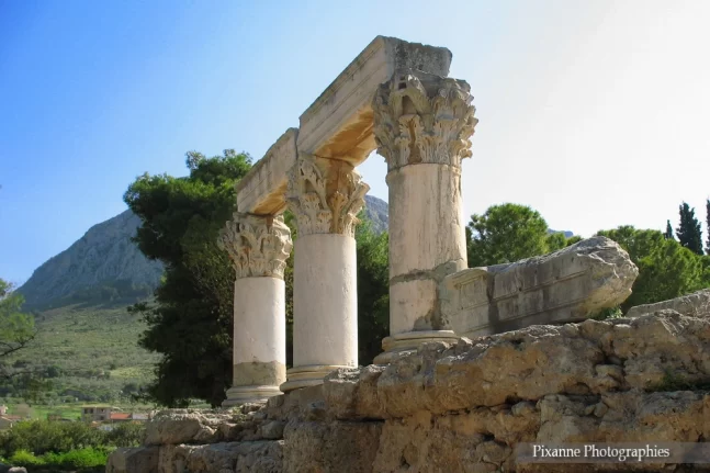 Europe, Grèce, Péloponnèse, Ancienne Corinthe, Temple d'Octavie, Souvenirs de Voyages, Pixanne Photographies