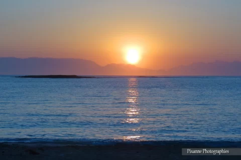 Europe, Grèce, Péloponnèse, Elafonisos, Coucher de soleil, Souvenirs de Voyages, Pixanne Photographies