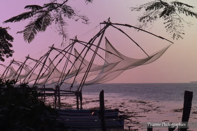 asie, inde, inde du sud, cochin, fort kochi, filets de pêche chinois, souvenirs de voyages, pixanne photographies