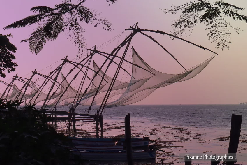 asie, inde, inde du sud, cochin, fort kochi, filets de pêche chinois, souvenirs de voyages, pixanne photographies