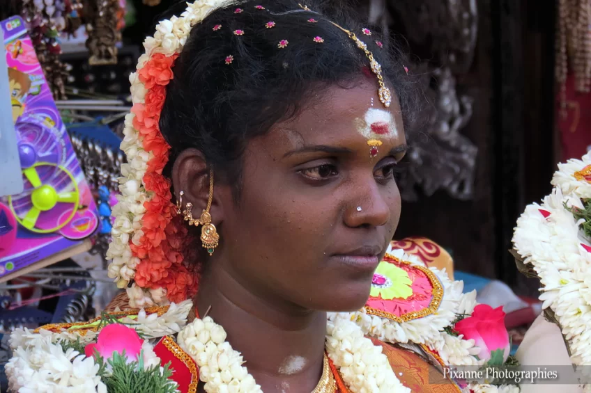 asie, inde, inde du sud, madurai, meenakshi temple, mariée, souvenirs de voyages, pixanne photographies