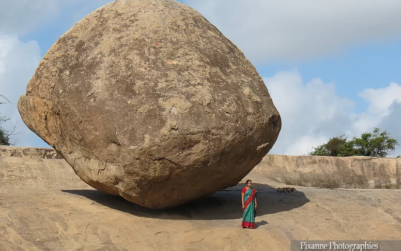 asie, inde, inde du sud, mahabalipuram, krishna s butter ball, souvenirs de voyages, pixanne photographies