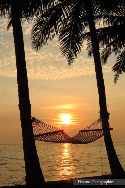 asie, inde, inde du sud, kumarakom, lac vembanad, coucher de soleil, hamac, souvenirs de voyages, pixanne photographies