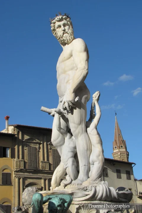 Europe, Italie, Florence, Piazza Della Signoria, Fontaine de Neptune, Souvenirs de Voyages, Pixanne Photographies