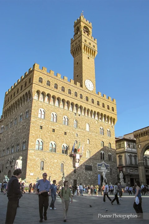 Europe, Italie, Florence, Piazza Della Signoria, Palazzo Vecchio, Souv enirs de Voyages, Pixanne Photographies