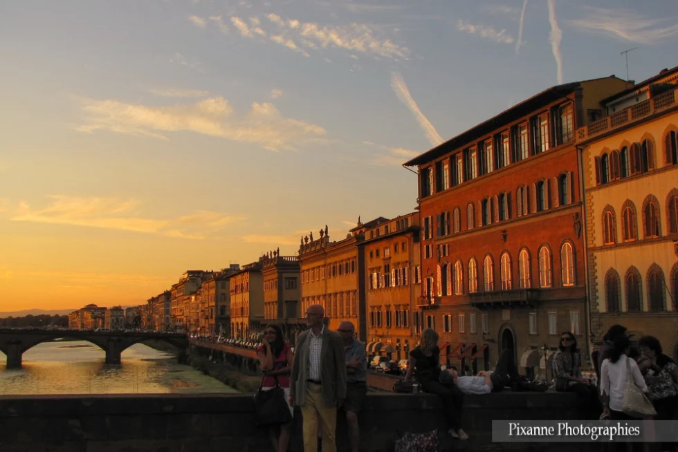 Europe, Italie, Florence, Ponte Santa Trinita, Coucher de Soleil, Souvenirs de Voyages, Pixanne Photographies,