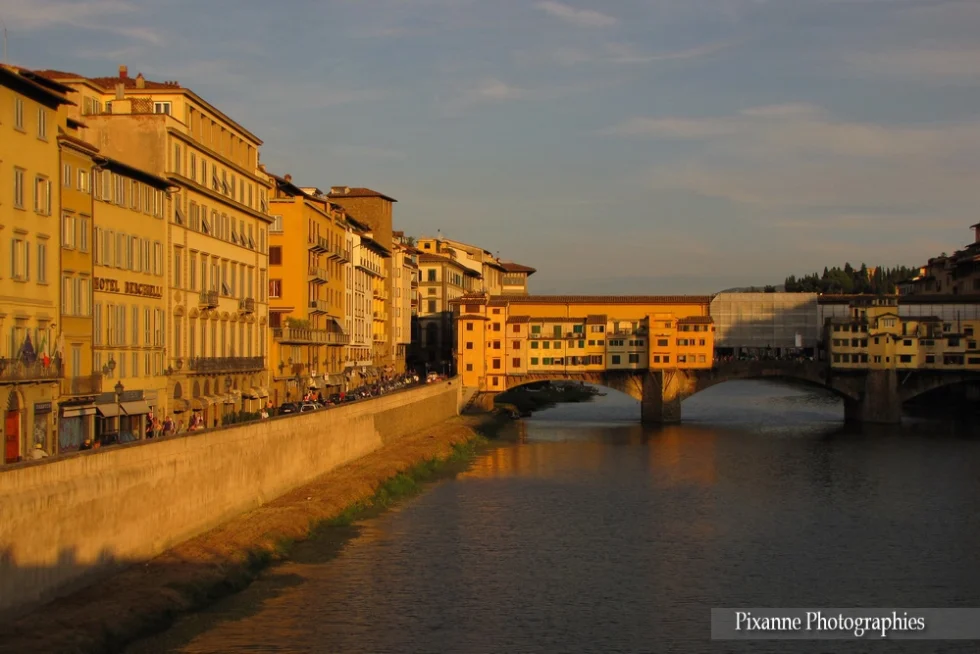 Europe, Italie, Florence, Ponte Vecchio, Coucher de Soleil, Souvenirs de Voyages, Pixanne Photographies