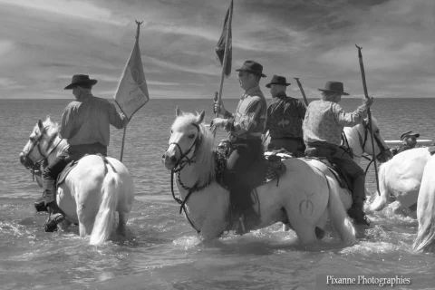 Europe, France, PACA, Bouches du Rhone, Saintes Maries de la Mer, Pèlerinage des Gitans, Procession des Saintes Maries à la Mer, Guardians, , Souvenirs de Voyages, Pixanne Photographies