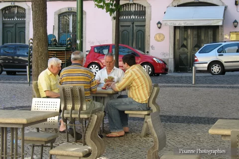 Europe, Portugal, Lisbonne, Joueurs de Cartes, Souvenirs de Voyages, Pixanne Photographies