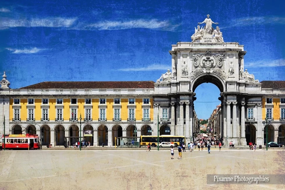 Europe, Portugal, Lisbonne, Place du Commerce, Praça do Comércio, souvenirs de voyages, pixanne photographies