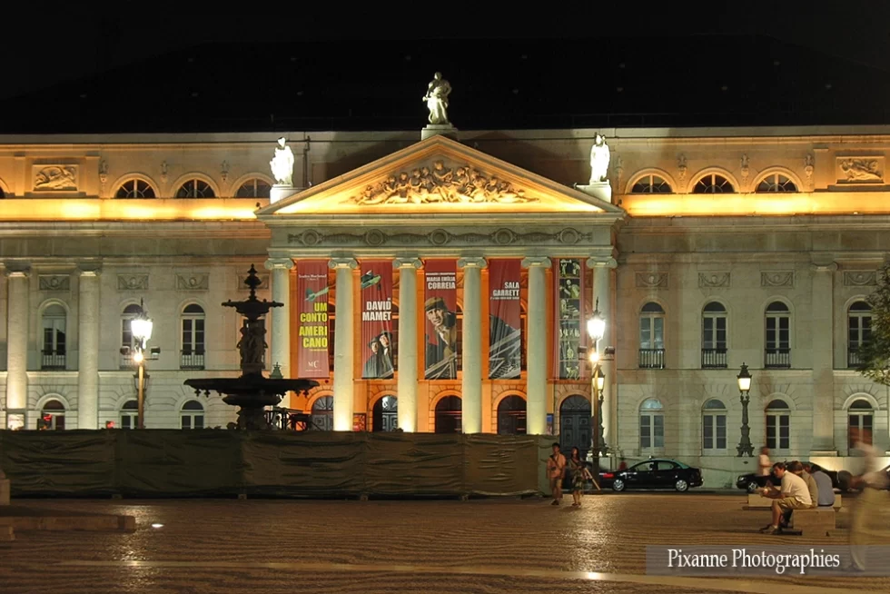 Europe, Portugal, Lisbonne, Rossio, Place Dom Pedro IV, Théatre, Souvenirs de Voyages, Pixanne Photographies