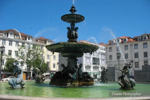 Europe, Portugal, Lisbonne, Place Dom Pedro IV, Fontaine, Souvenirs de Voyages, Pixanne Photographies